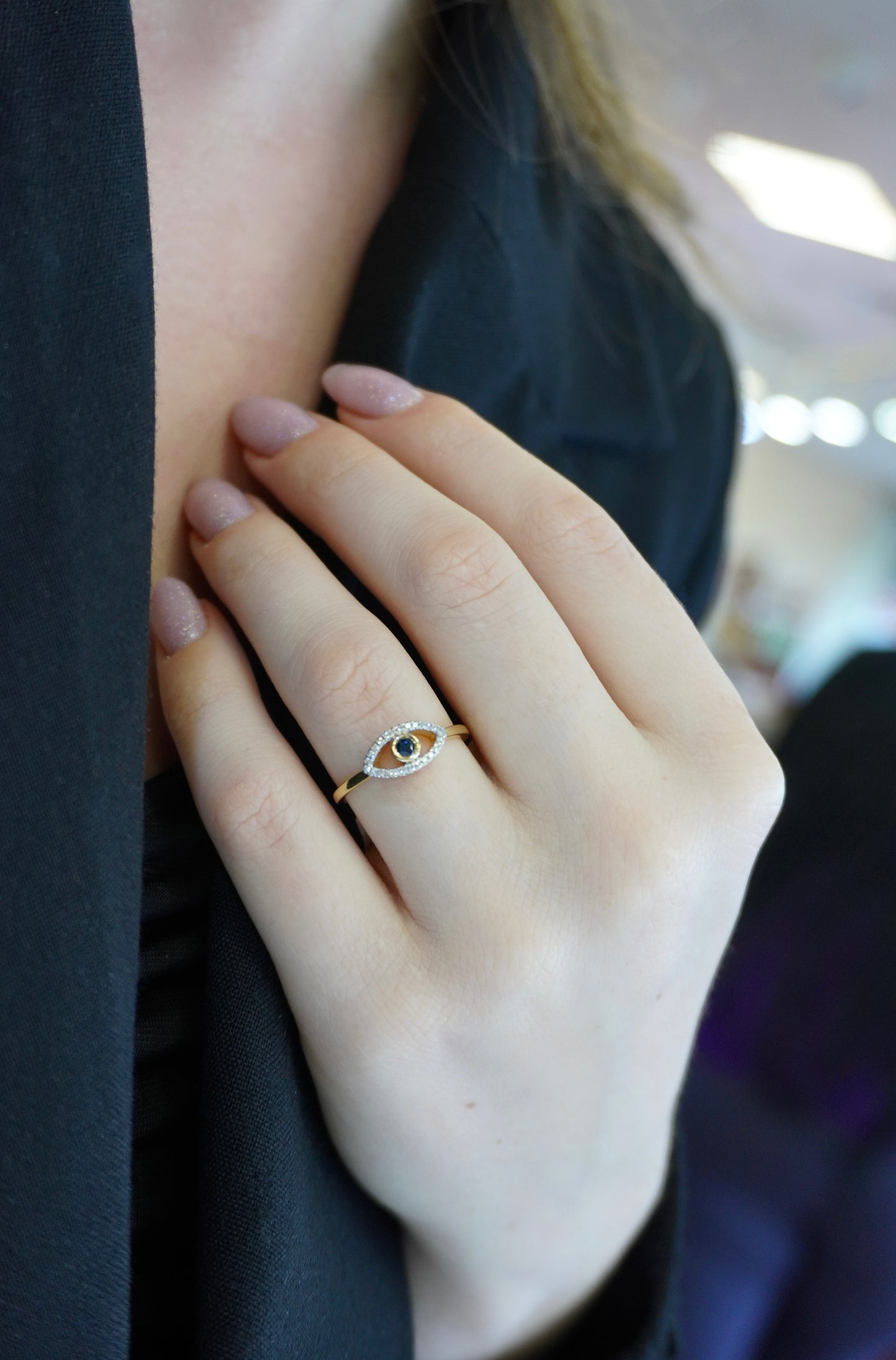 Evil eye Ring with diamonds