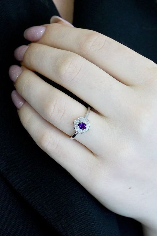 SOFY Ring with amethyst and diamonds