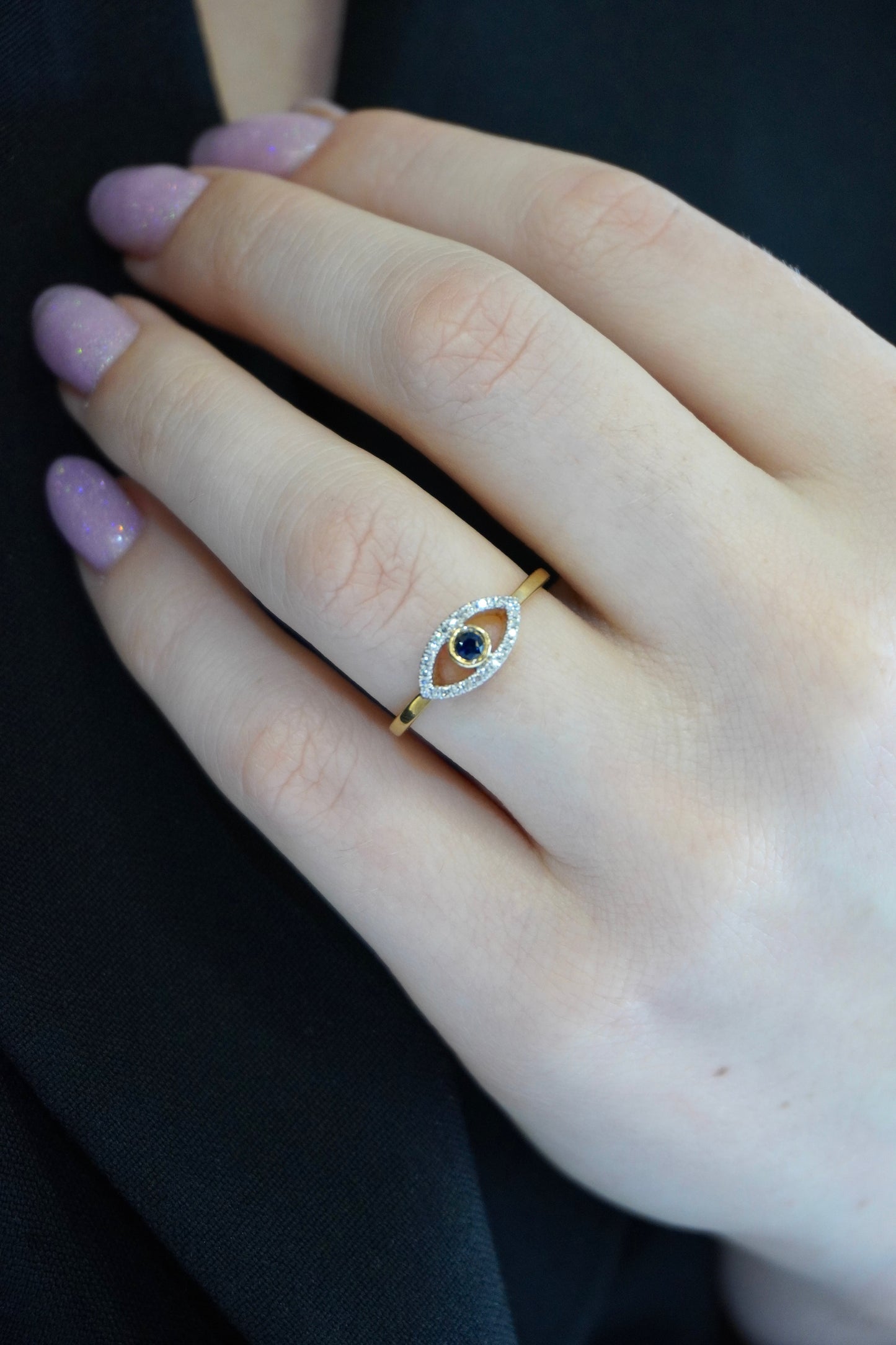 Evil eye Ring with diamonds